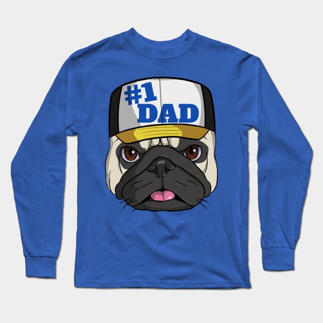 Pug #1 Dad Fathers Day Long Sleeve T-Shirt by Noseking